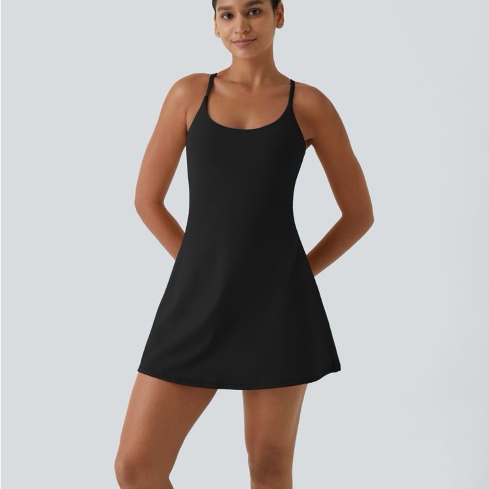 Halara Softlyzero Airy Active Dress Backless Pockets Stretch Built-In Shorts S